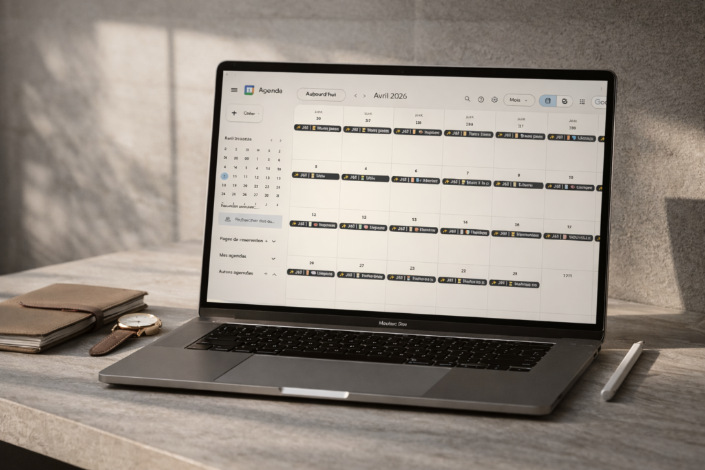 Vue mensuelle d'un calendrier numérique affichant le Time-Horizon AzimutDaily : une planification astrologique de précision sur 45 jours.
